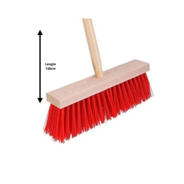 Synx Tools Harde Bezem Rood 30 cm - Inclusief steel 130 cm